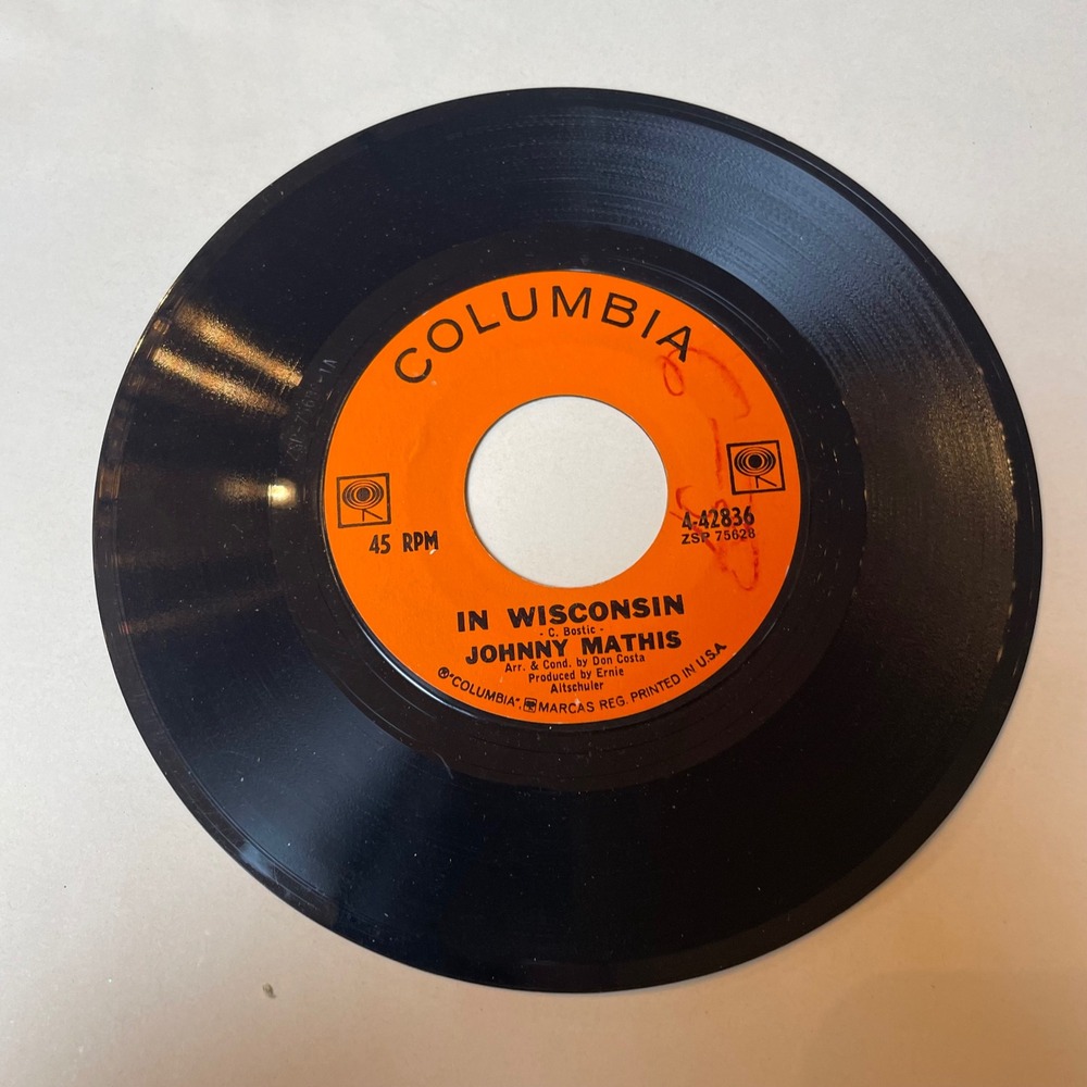 Johnny Mathis In Wisconsin Sooner Or‎ Later 45 RPM Record Columbia 4-42836